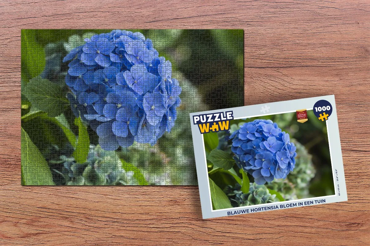 PuzzleWow Legpuzzel Blauwe Hortensia 1000 Stuks - Multicolor