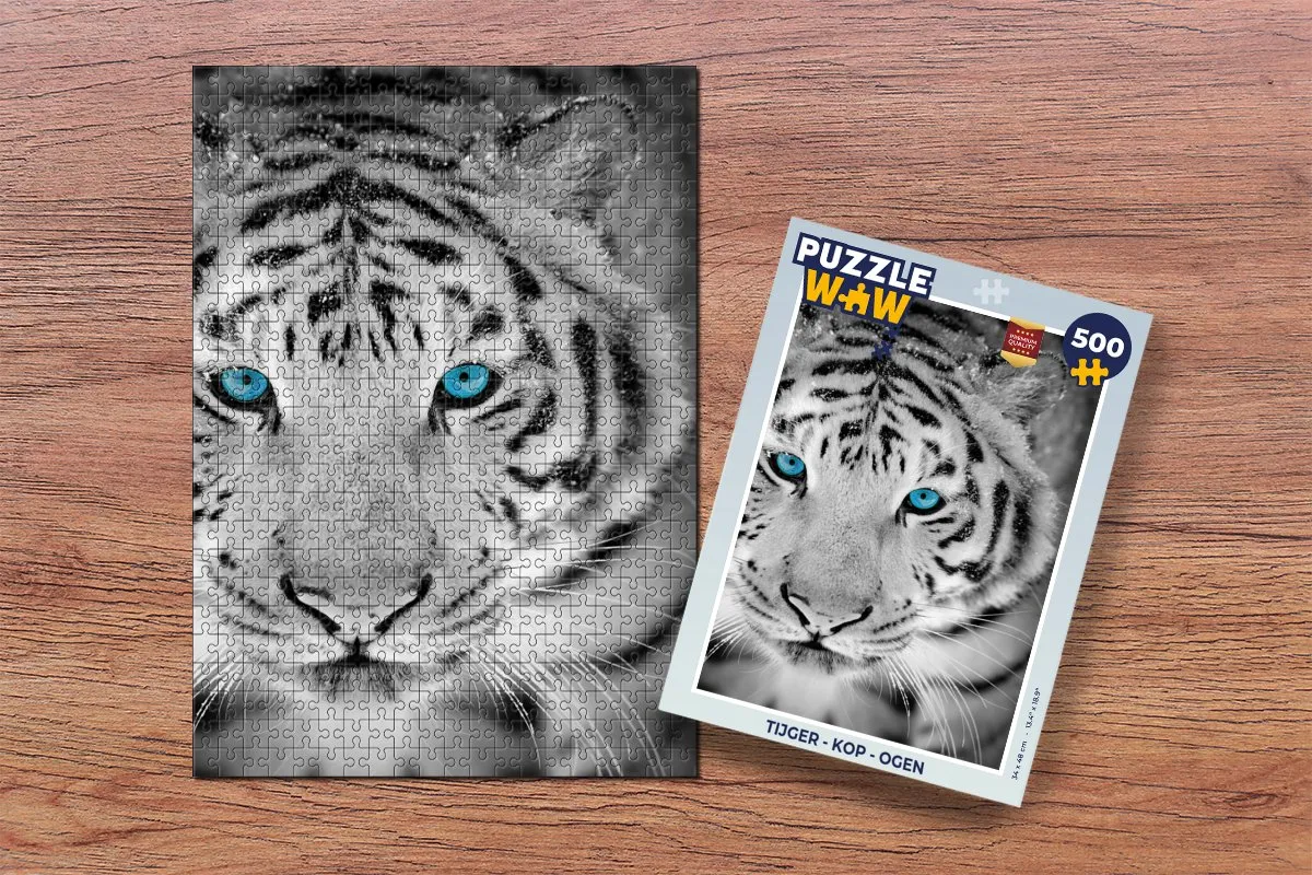 PuzzleWow Tijger - Kop - Ogen Legpuzzel 500 Stuks - Multicolor