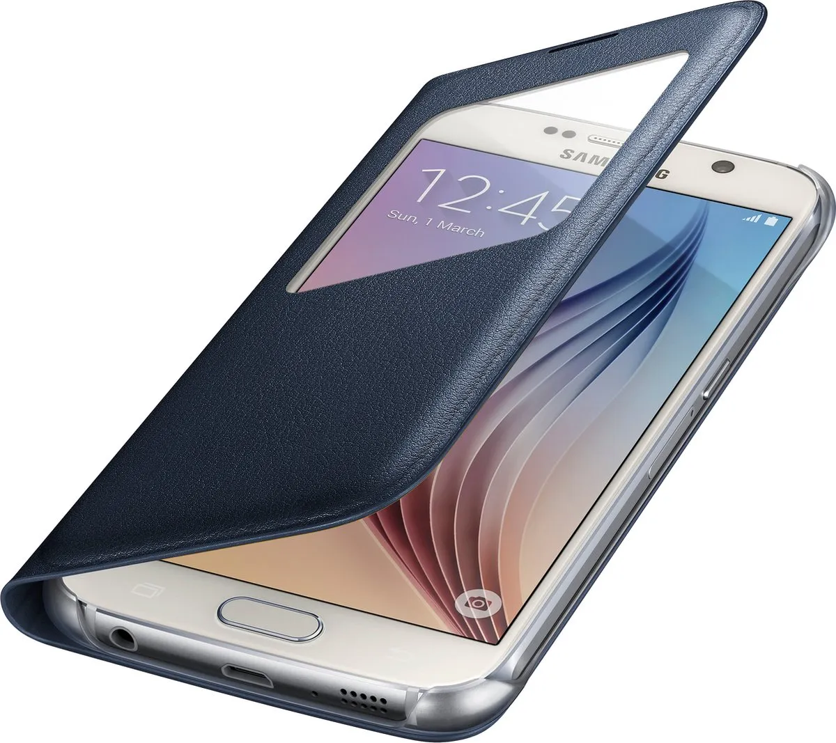 Samsung S View Cover PU Leder Galaxy S6 - Zwart - afbeelding 6 van 6