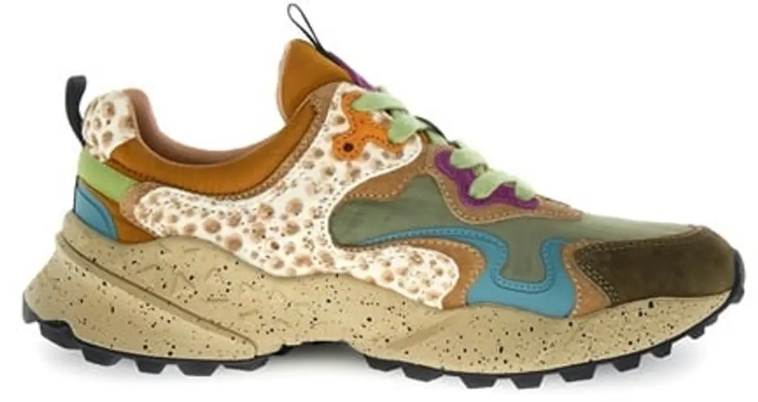 Flower Mountain dames sneakers bruin, groen, leopard