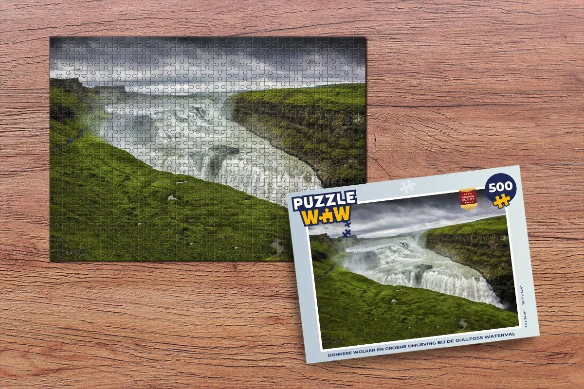 PuzzleWow Legpuzzel Gullfoss 500 Stuks - Multicolor