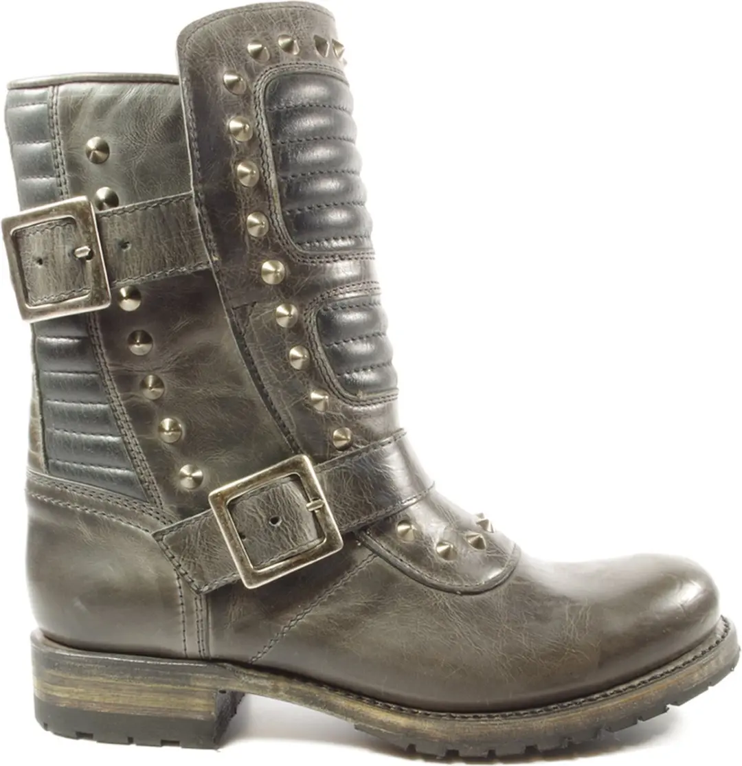 Sendra Boots 11720 Grijs Chiquita Dames Casual Biker Fashion Motorlaarzen Studs