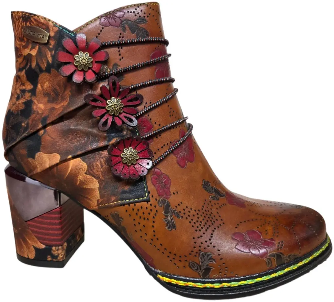 Laura Vita Maevao 21 Camel Enkellaarzen Cognac Leer Dames
