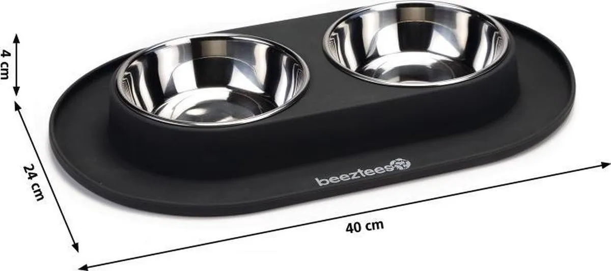 Beeztees Dinerset Hond Siliconen Antraciet - 40x24x4,5cm