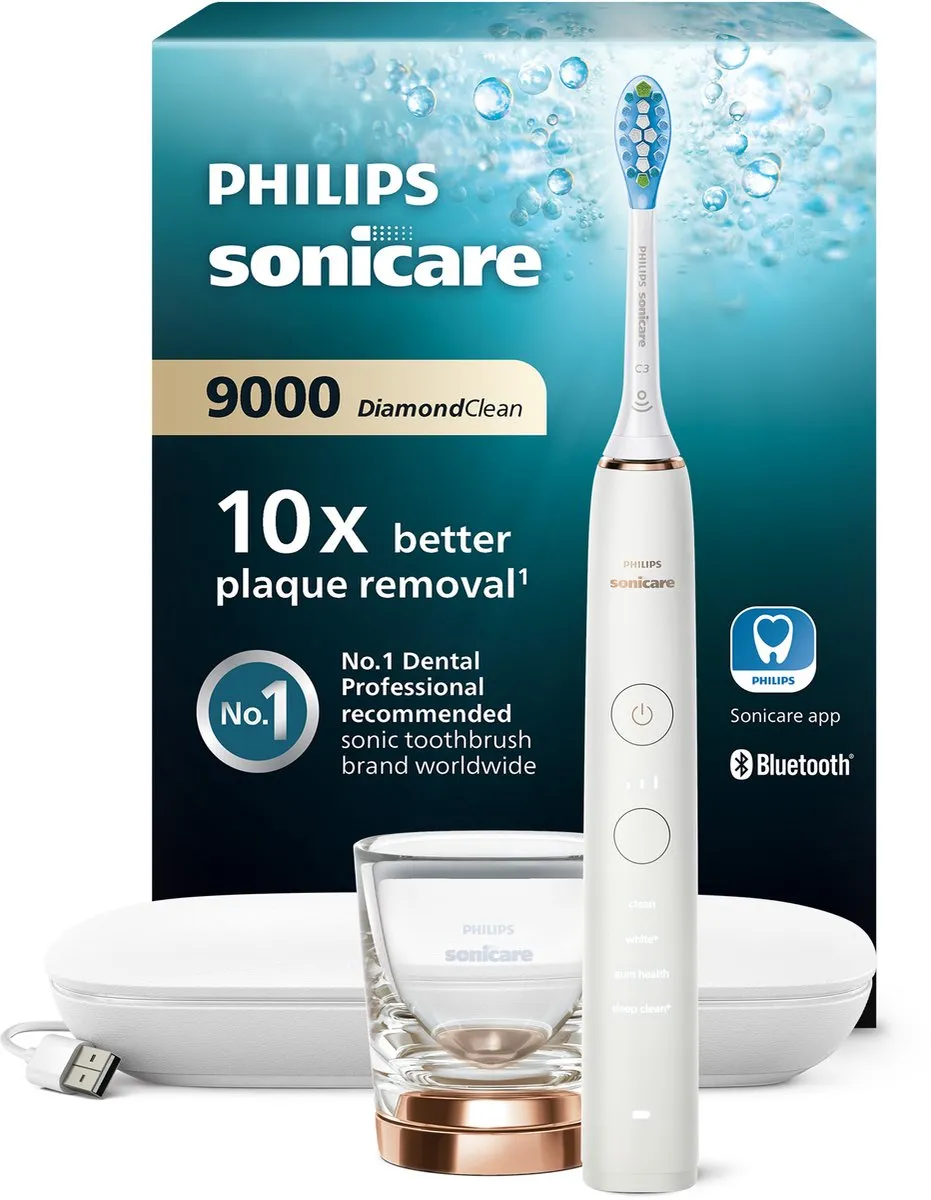 Philips Sonicare DiamondClean 9000 HX9911/94 Elektrische Tandenborstel - 3 Snelheden - Wit/Rose
