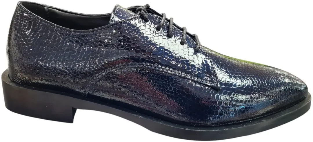 Gianluca Pisati Blauwe Lak Geklede Veterschoenen Dames