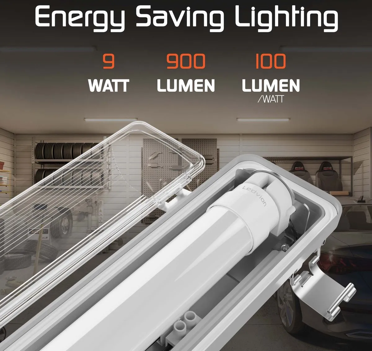 Ledvion LED TL Armatuur 60cm 7W 4000K - Grijs