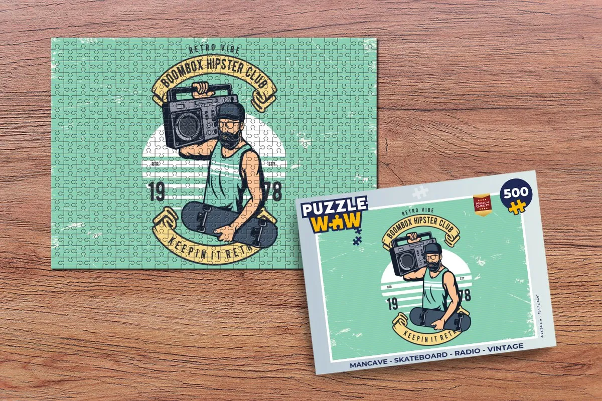 PuzzleWow Mancave Skateboard Radio Legpuzzel 500 Stuks - Multicolor