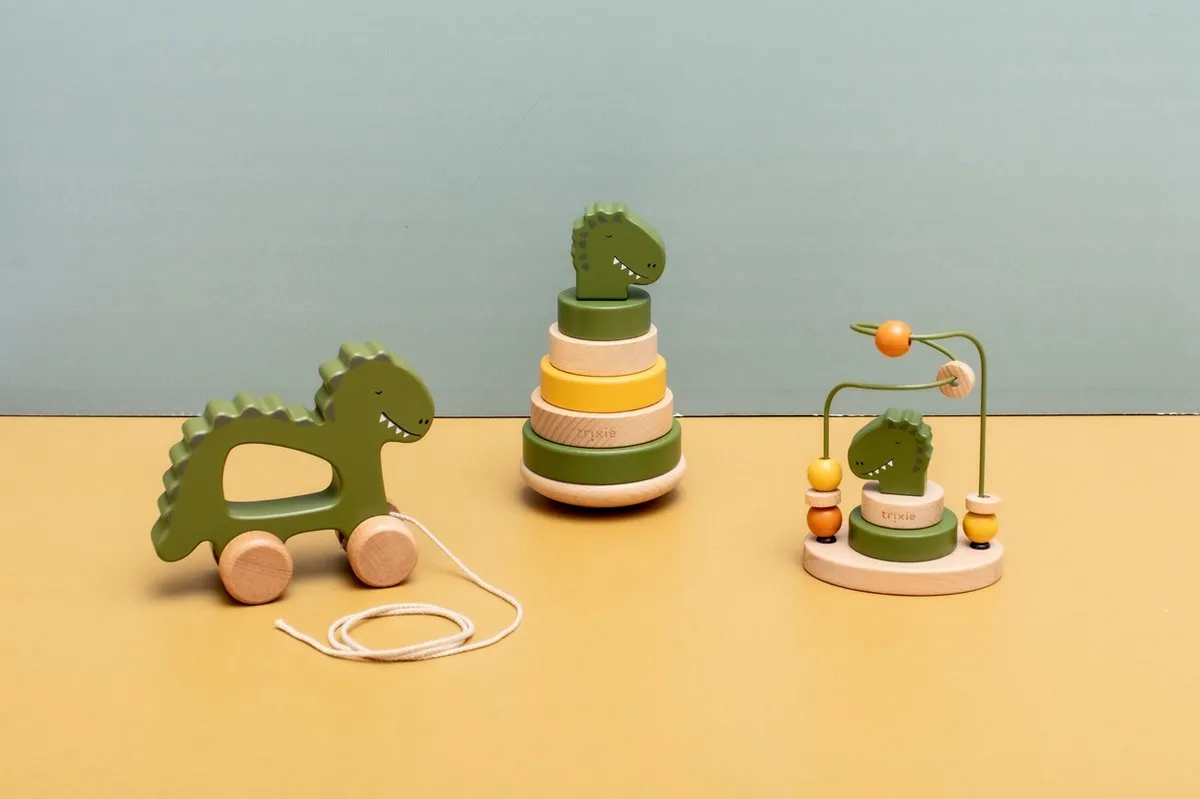 Trixie Houten Trekspeeltje Mr. Dino - Groen