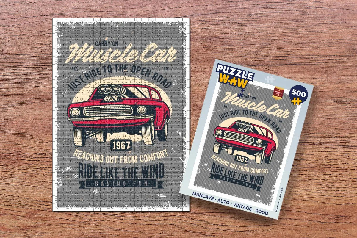 PuzzleWow Mancave Auto Vintage Legpuzzel 500 Stuks - Multicolor