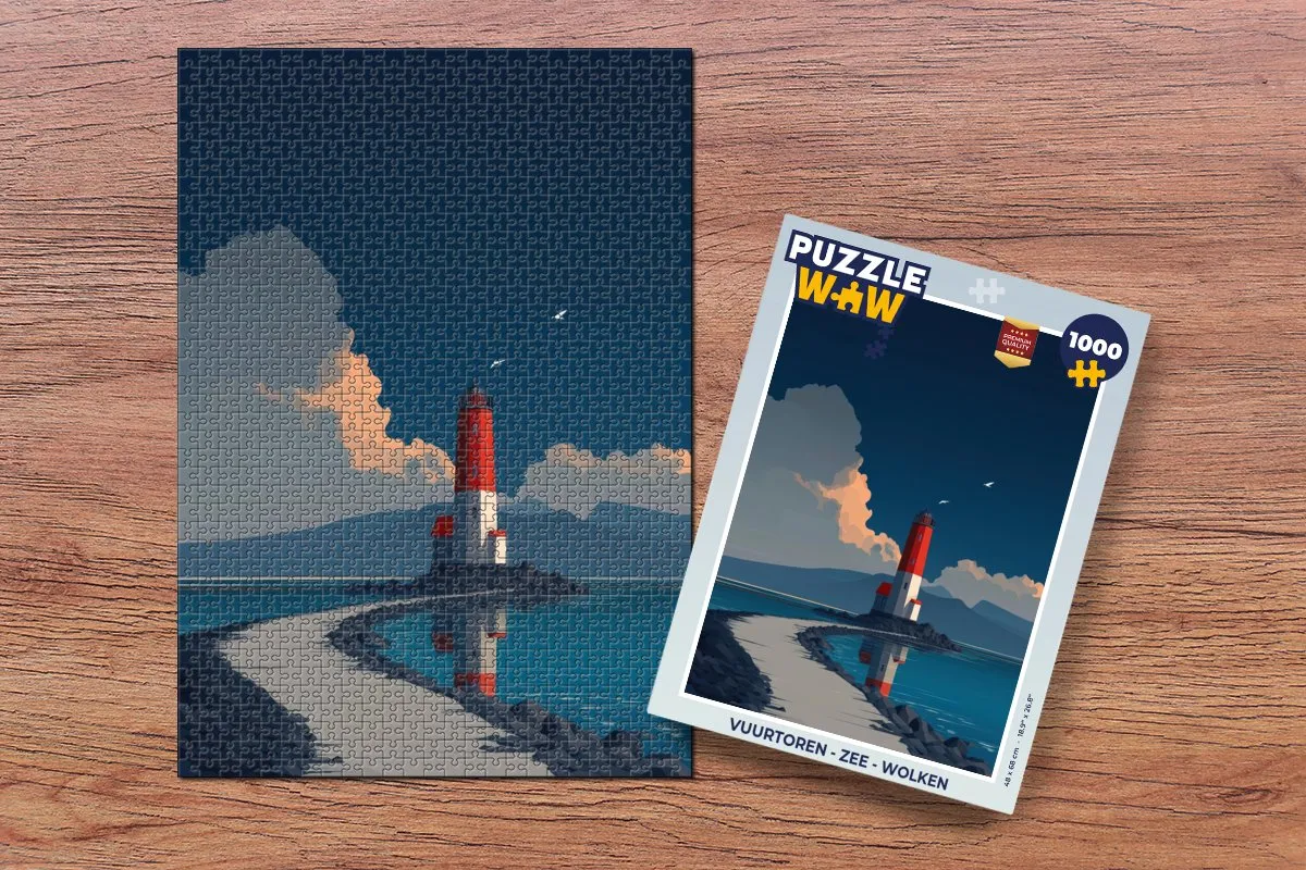 PuzzleWow Vuurtoren Puzzel 1000 Stuks - Zee & Wolken