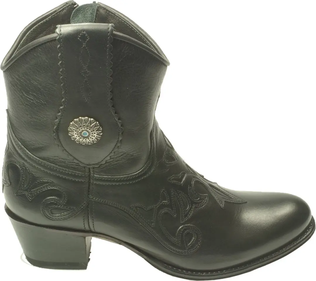 Sendra Boots 14399 Debora Zwart Handgemaakte Dames Cowboy Ibiza Enkelaars Ronde