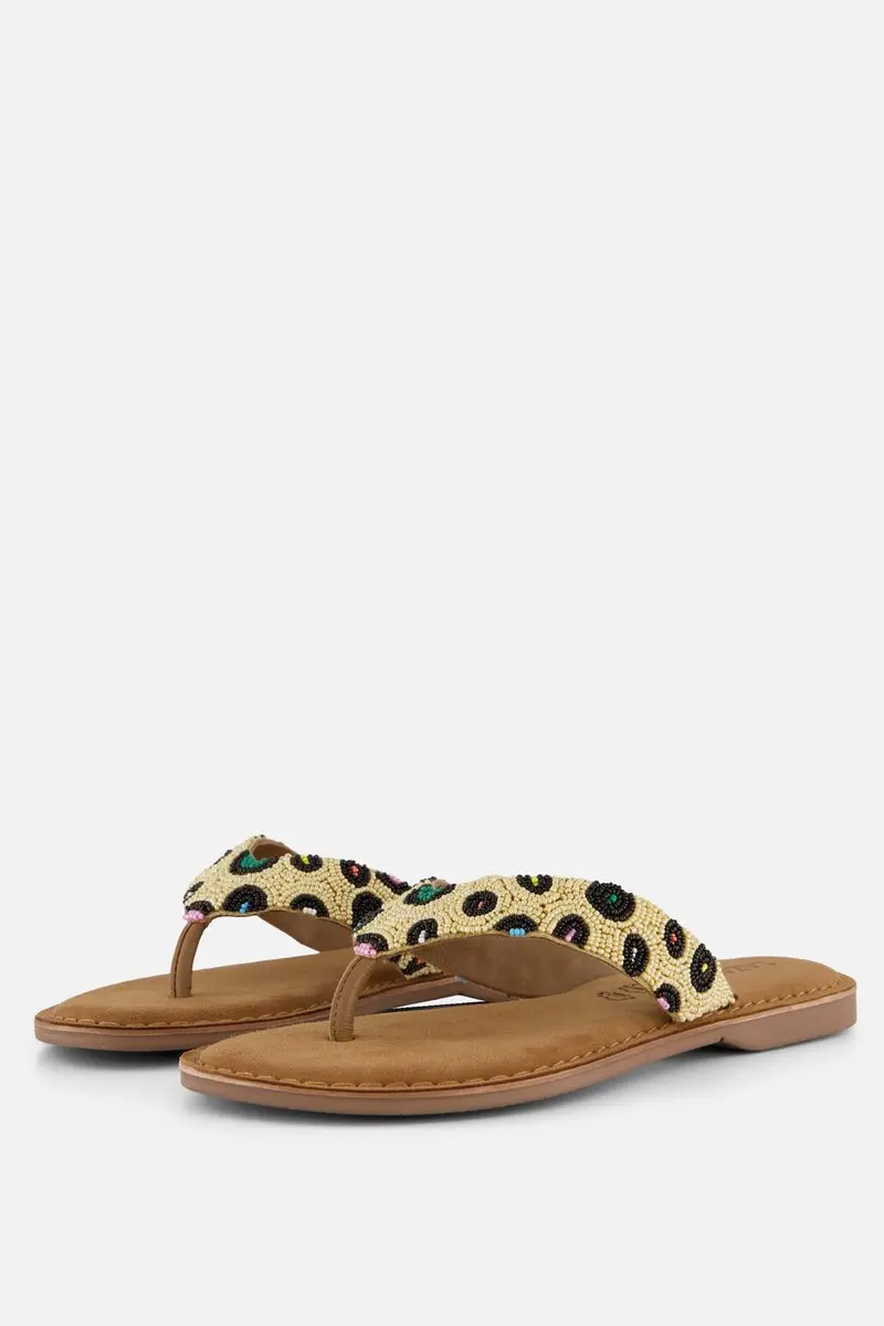 Ebba Dames Slippers Leer Beige