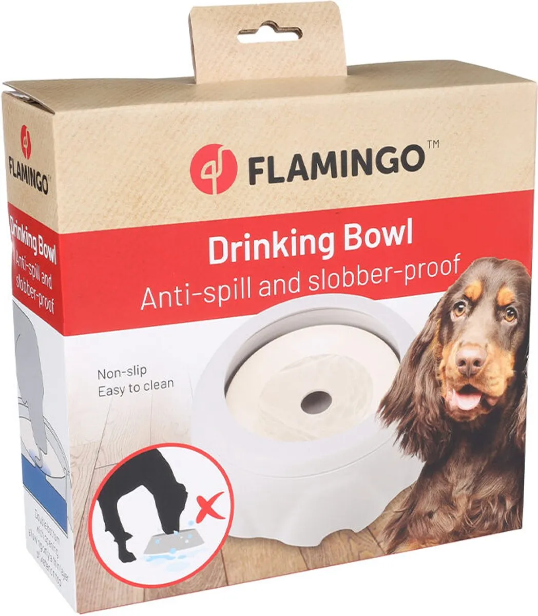 Flamingo Spill Rond Drinkbak Hond - 1,2L - Grijs