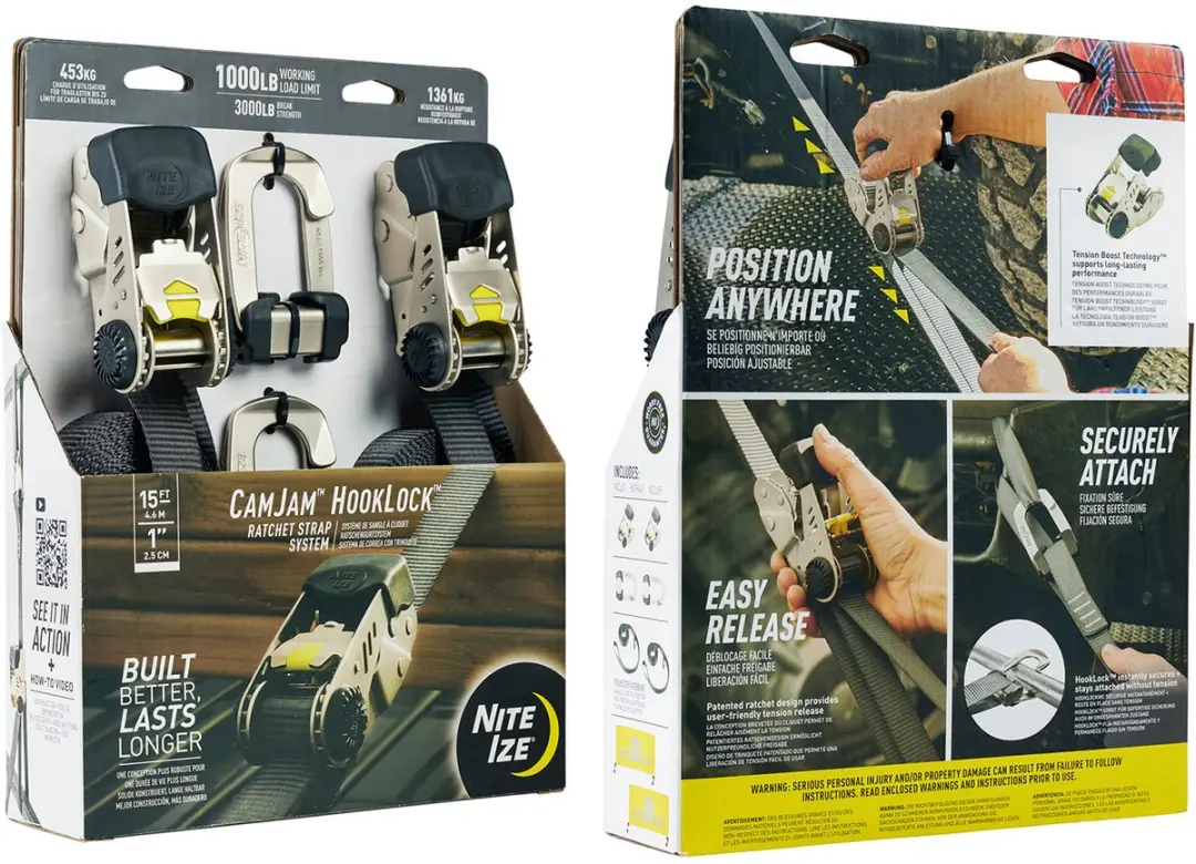 Nite Ize CamJam HookLock Ratchet strap large 2 pack
