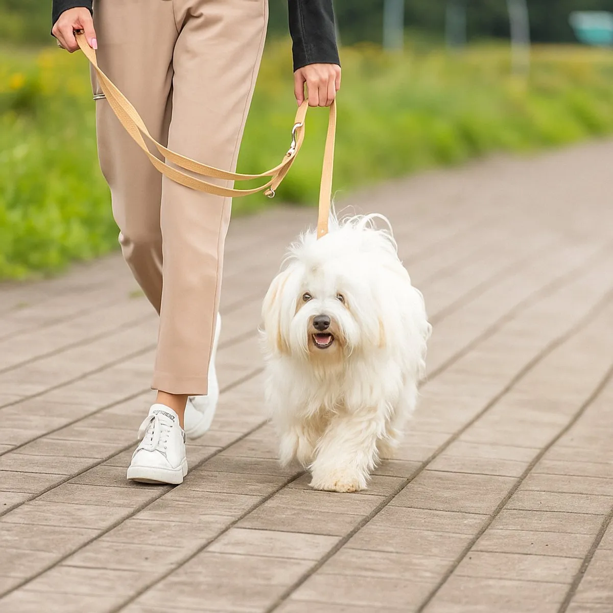 Trixie Premium Hondenriem 2m Verstelbaar - Zand L/XL - afbeelding 3 van 6