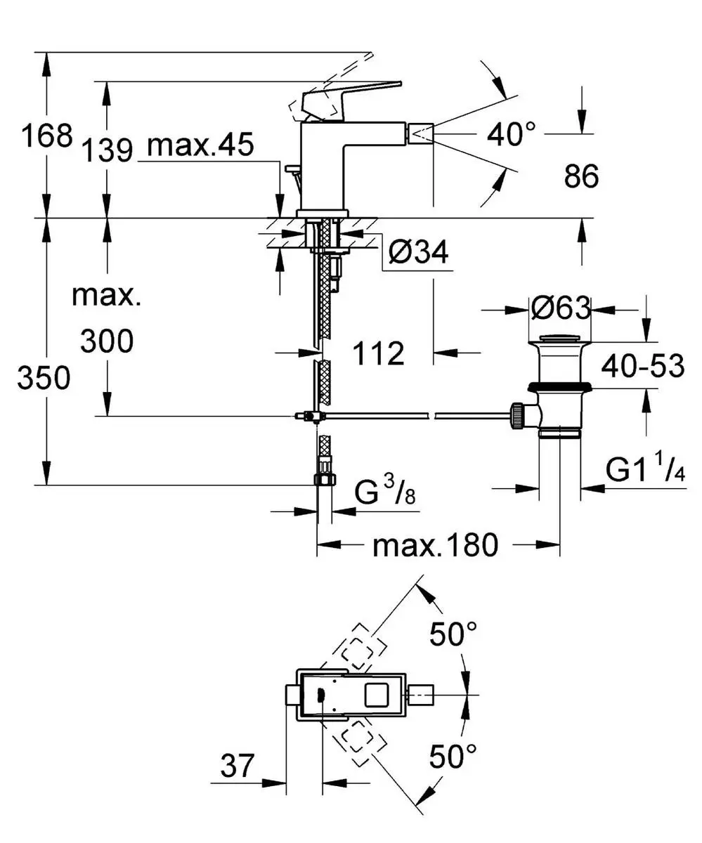 GROHE Eurocube Bidetkraan 23138000 - afbeelding 2 van 5