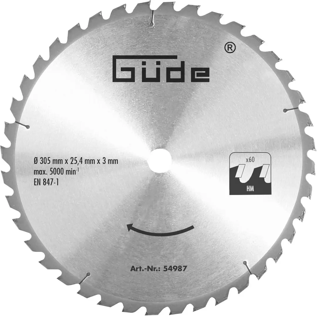 Güde HM Zaagblad 305x25.4mm 60T