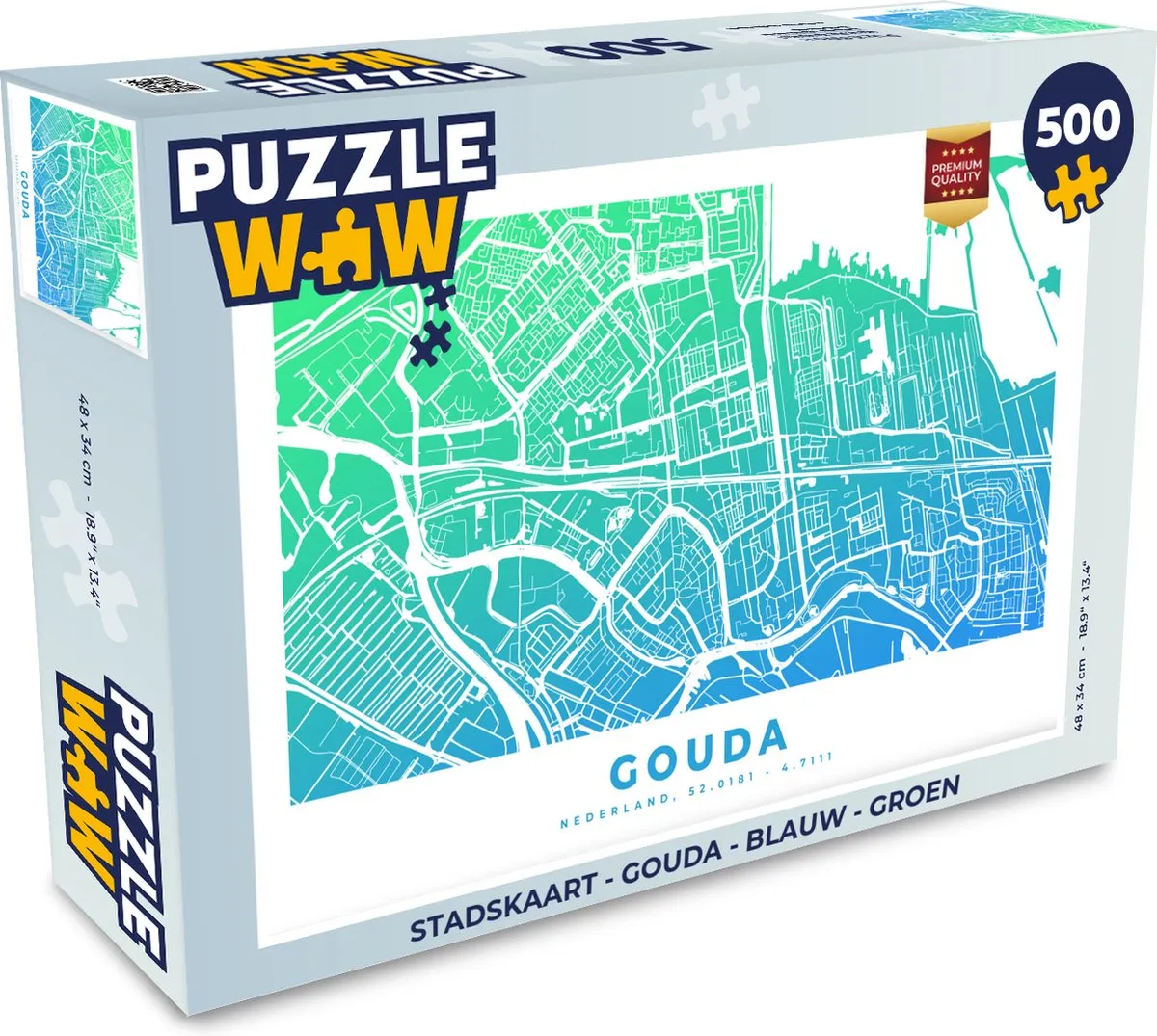 PuzzleWow Stadskaart Gouda Legpuzzel 500 Stuks