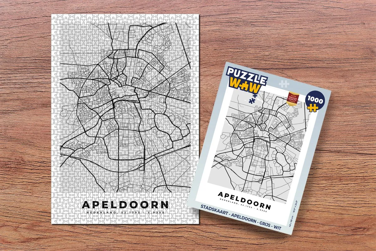 PuzzleWow Apeldoorn Legpuzzel 1000 Stuks - Stadskaart
