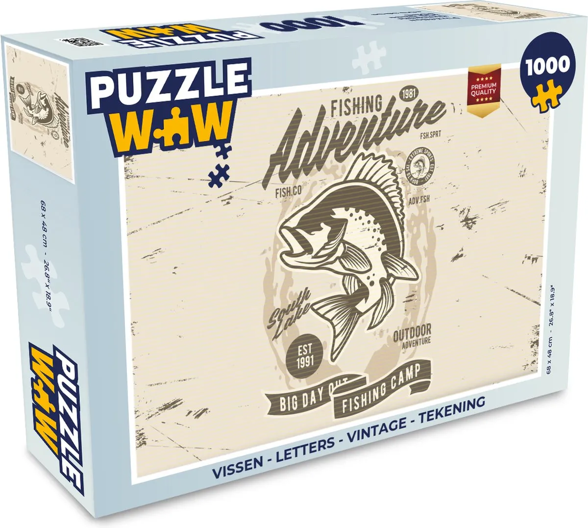 PuzzleWow Vissen Letters Vintage Legpuzzel 1000 Stuks