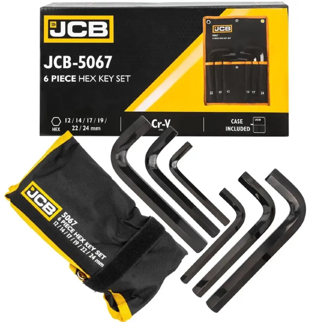 JCB Inbussleutelset Kort CRV 6 Delig 12-24mm Werkplaatsgeredasch - afbeelding 3 van 6