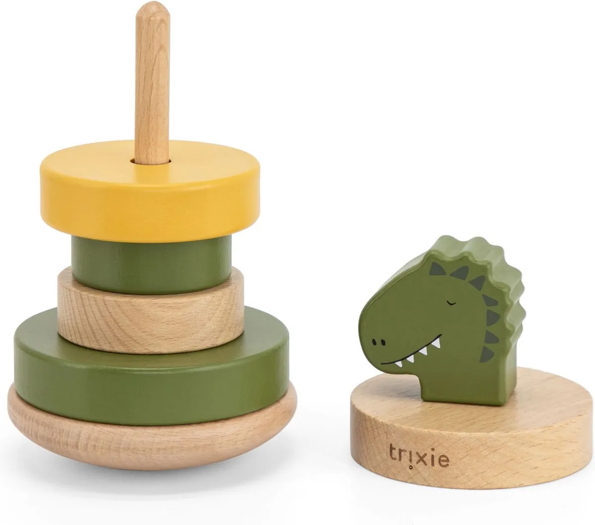 Trixie Houten Stapeltoren Mr. Dino - Educatief Speelgoed - Groen - afbeelding 6 van 6