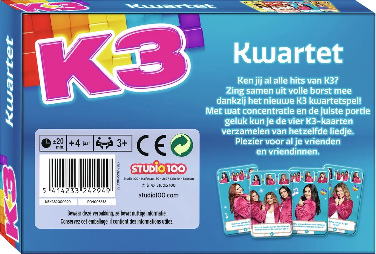 K3 Kwartet Kaartspel MEK3B2000290 - 36 Kaarten