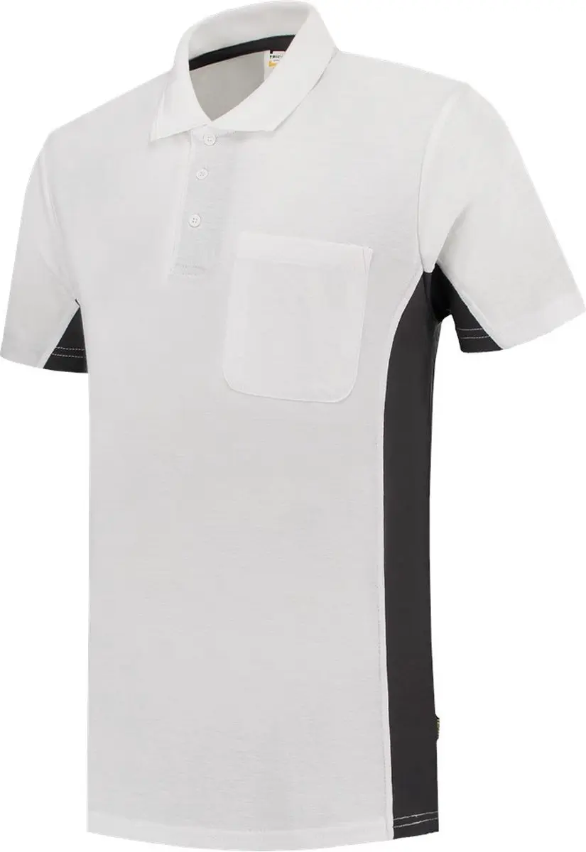 Tricorp Poloshirt Bicolor Borstzak 202002 Wit / Donkergrijs