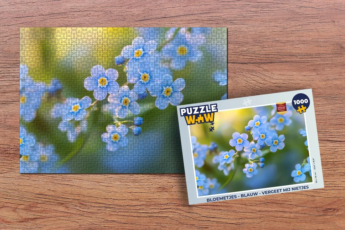 PuzzleWow Legpuzzel Bloemetjes 1000 Stuks - Blauw