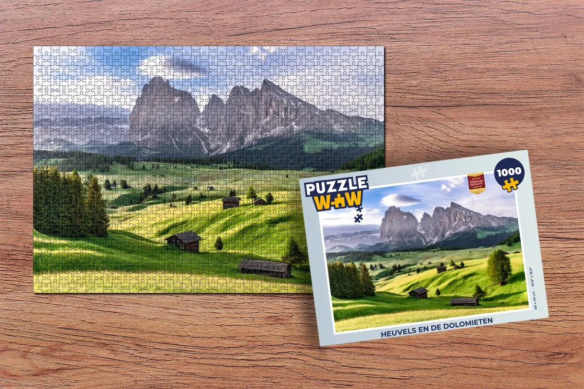 PuzzleWow Heuvels en de Dolomieten Legpuzzel 1000 Stuks - Multicolor
