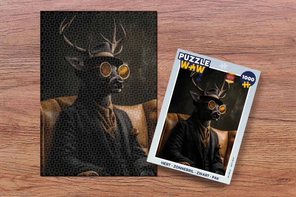 PuzzleWow Hert Zonnebril Legpuzzel 1000 Stuks - Beer Hoed