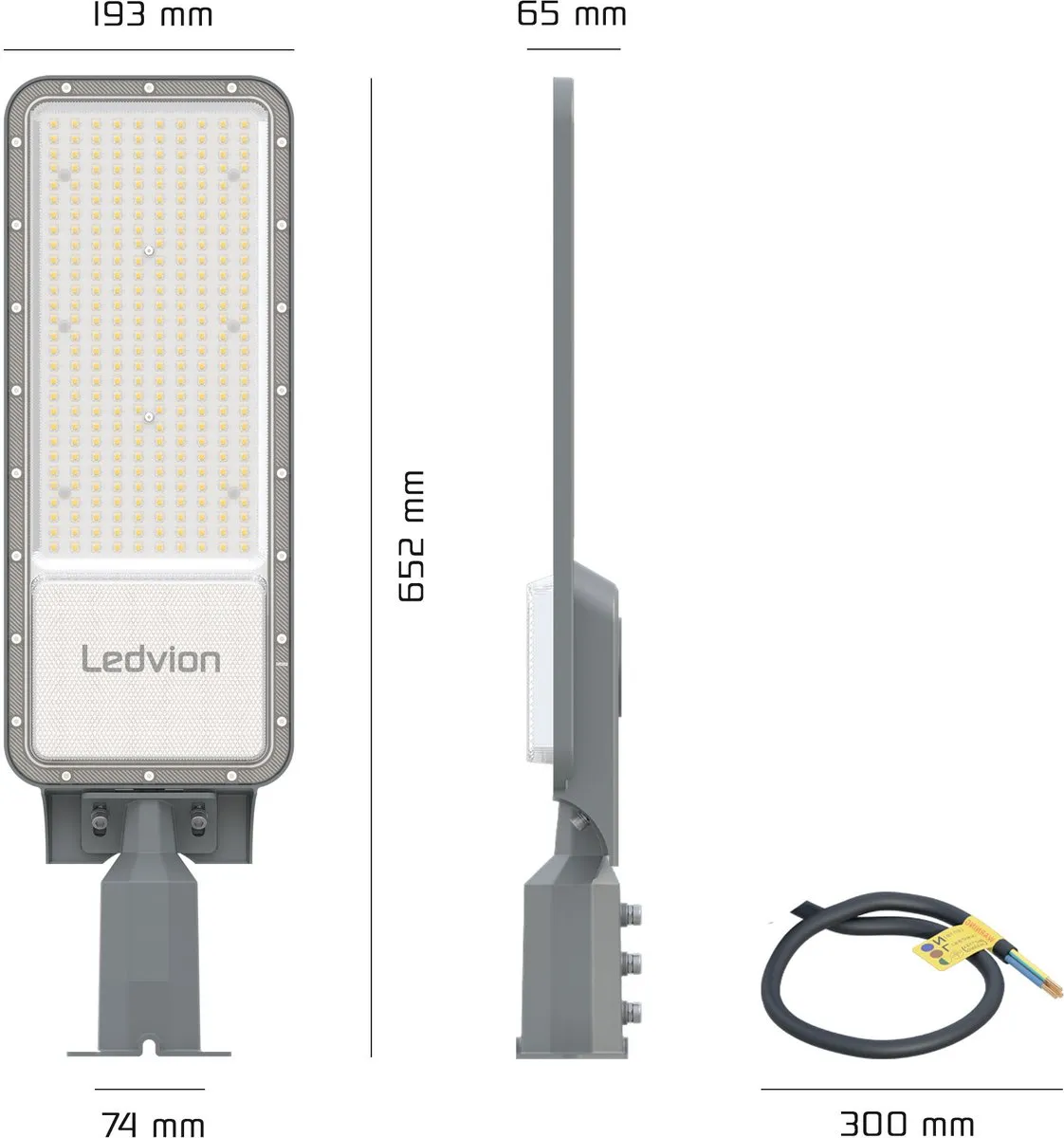 Ledvion LED Straatlamp 200W 6500K IP65 - Grijs