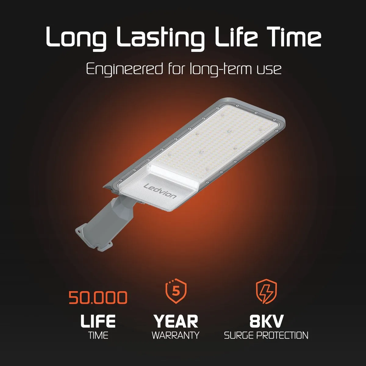 Ledvion LED Straatlamp 200W 6500K IP65 - Grijs
