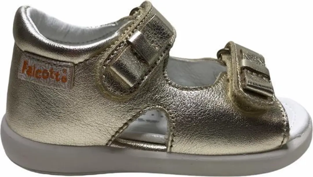 Falcotto 2 velcro's strikjes lederen sandalen Teti goud mt 24