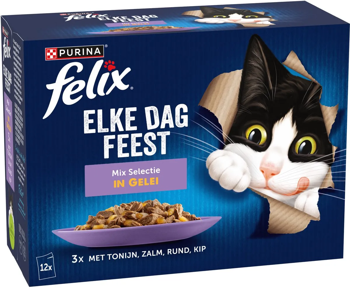 Felix Elke Dag Feest in Gelei Mix Selectie Natvoer - 48 Stuks