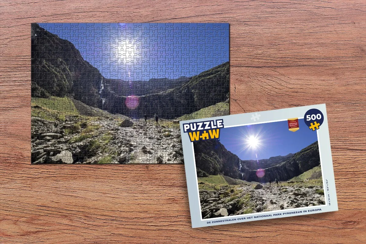 PuzzleWow Legpuzzel De Zonnestralen Pyreneeën 500 Stuks