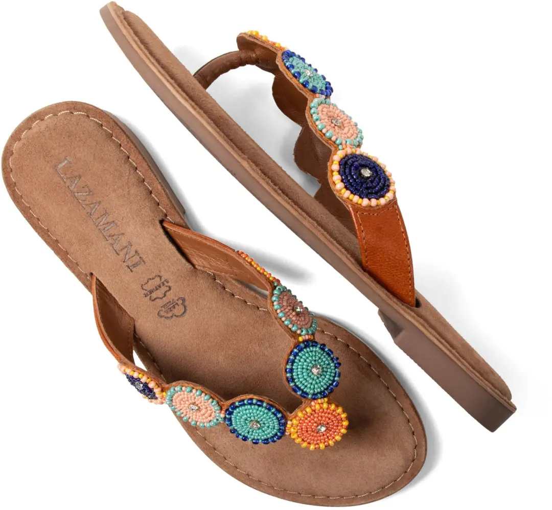 Lazamani Luna Dames Slippers Tan/Multi - afbeelding 3 van 6