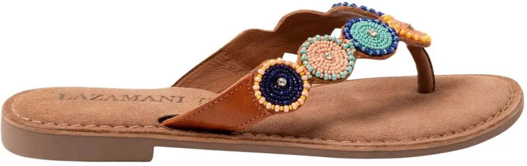 Lazamani Luna Dames Slippers Tan/Multi - afbeelding 4 van 6