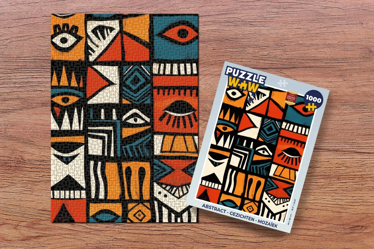 PuzzleWow Abstract Gezichten Mozaïek Legpuzzel 1000 Stuks