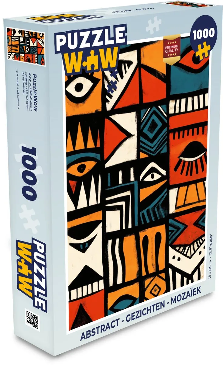 PuzzleWow Abstract Gezichten Mozaïek Legpuzzel 1000 Stuks