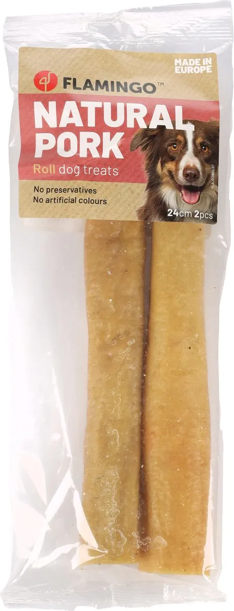 Flamingo Nature Varkensrol Hondensnack 24cm - 150g