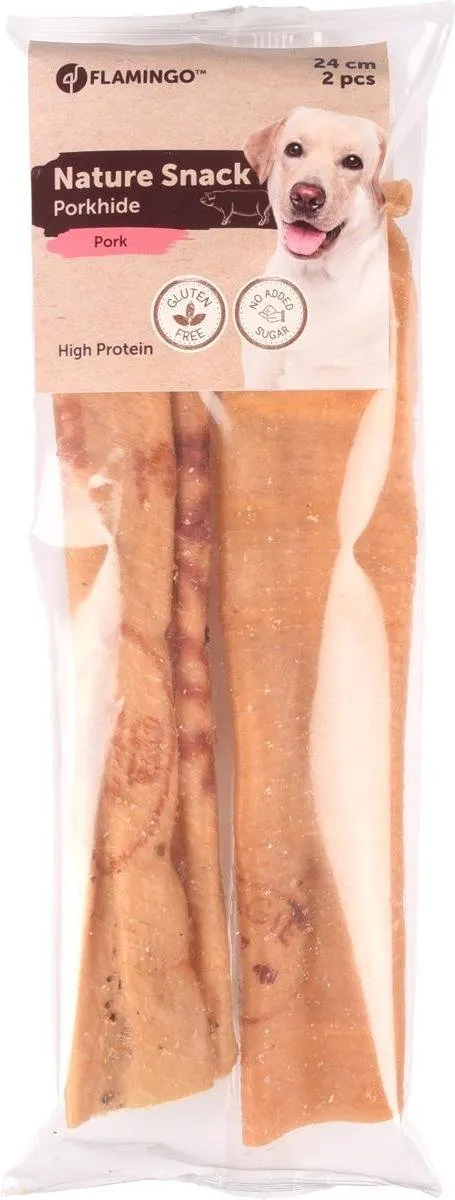 Flamingo Nature Varkensrol Hondensnack 24cm - 150g