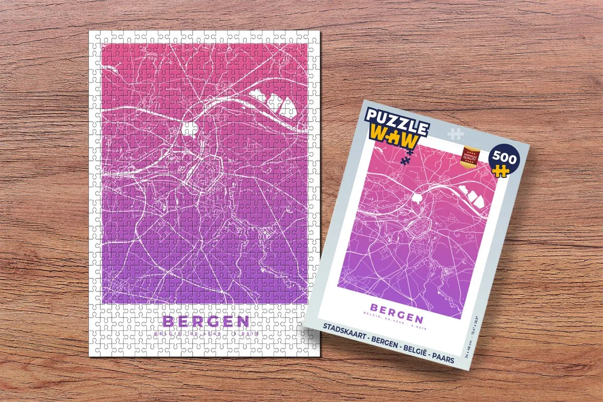 PuzzleWow Bergen België Legpuzzel 500 Stuks - Paars
