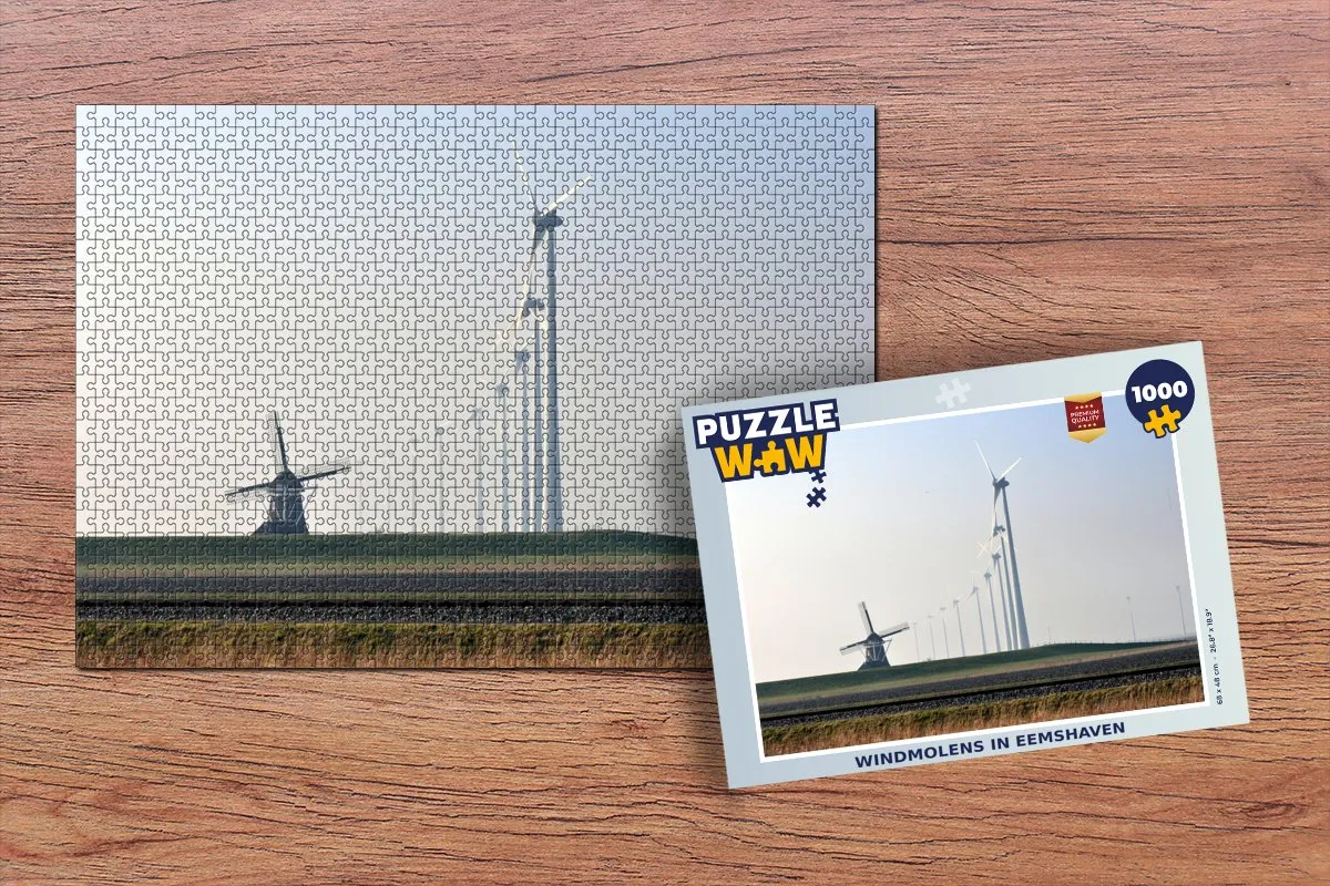 PuzzleWow Windmolens in Eemshaven Legpuzzel 1000 Stuks - Multicolor