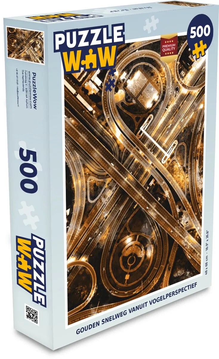 PuzzleWow Snelweg Steden Legpuzzel 500 Stuks - Multicolor