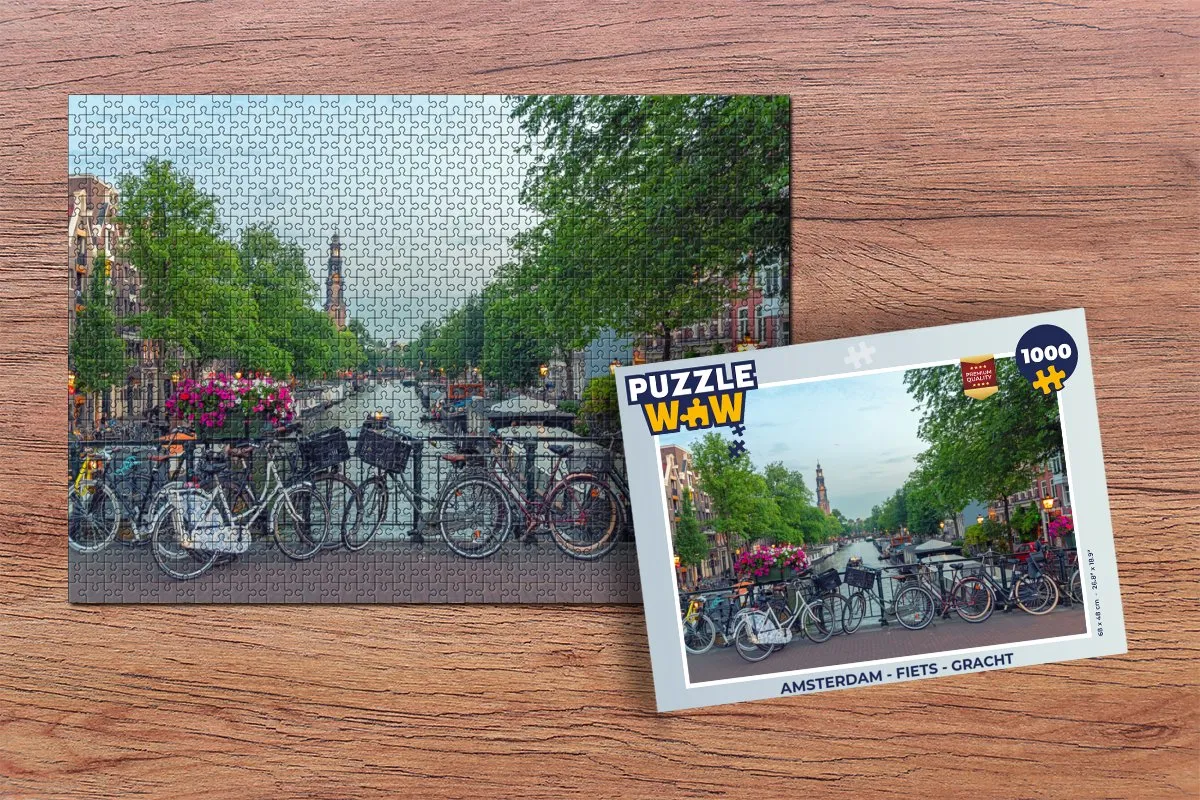 PuzzleWow Amsterdam Gracht Legpuzzel 1000 Stuks - Multicolor