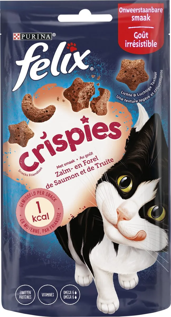 Felix Crispies Kattensnacks Zalm & Forel - 8x45g