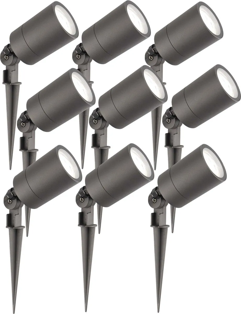 LEDVION 9x LED Prikspots Antraciet IP65 5W 6500K