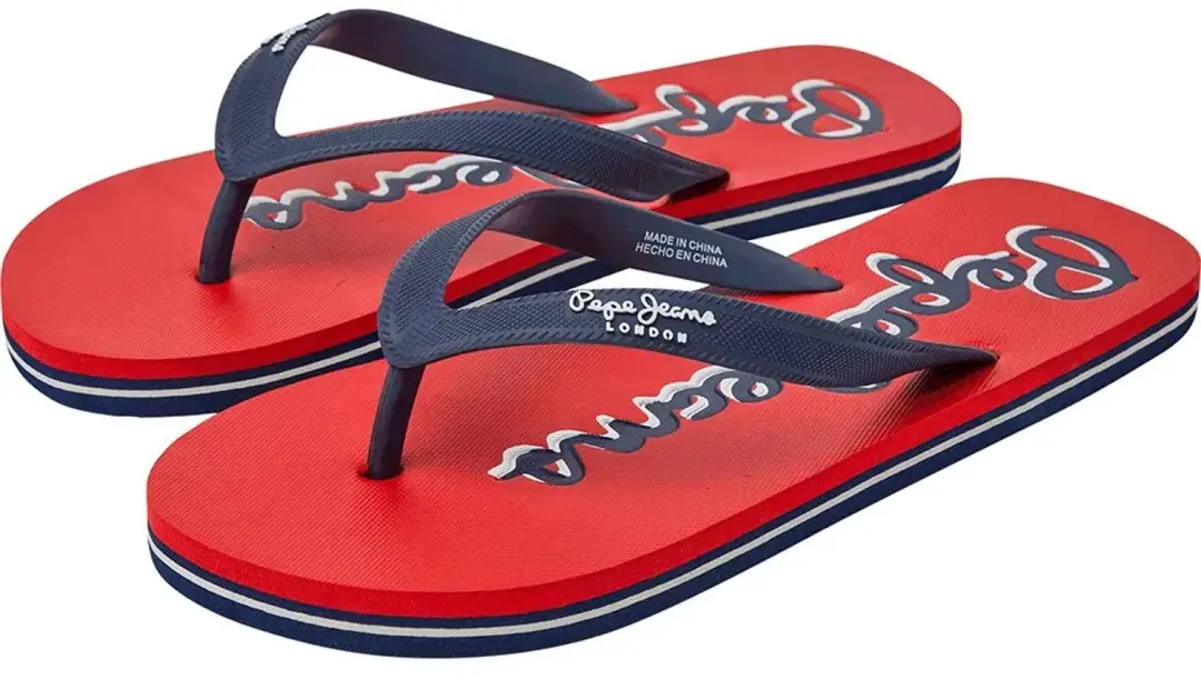 Pepe Jeans Bay Beach Logo Slippers Rood,Blauw EU 43 Man